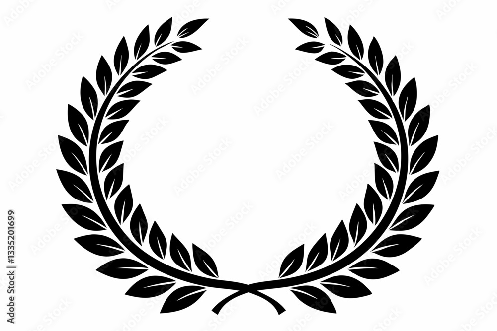 laurel wreath circle frame branch line art silhouette vector illustration laurel wreath circle frame branch line art silhouette vector illustration