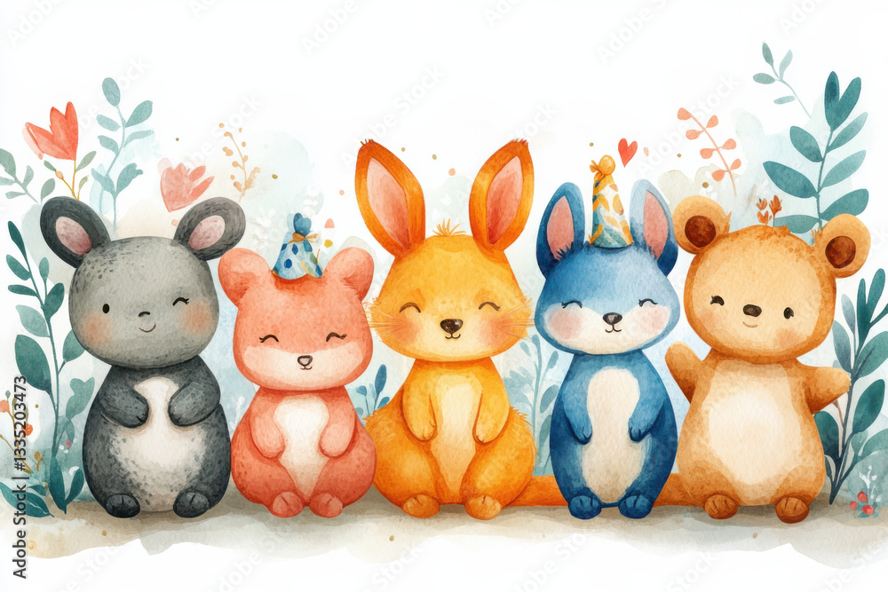 Naklejka premium All the Sweetest Animals Want to Celebrate You!