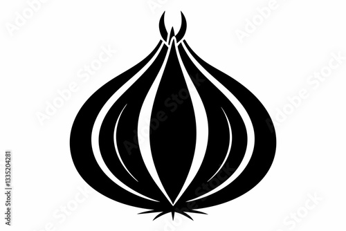 onion line art silhouette vector illustration