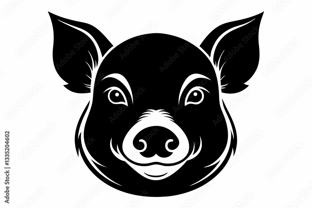 pig head line art silhouette vector illustration pig head line art silhouette vector illustration