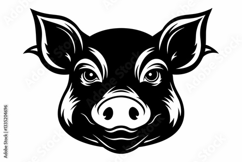 pig head line art silhouette vector illustration