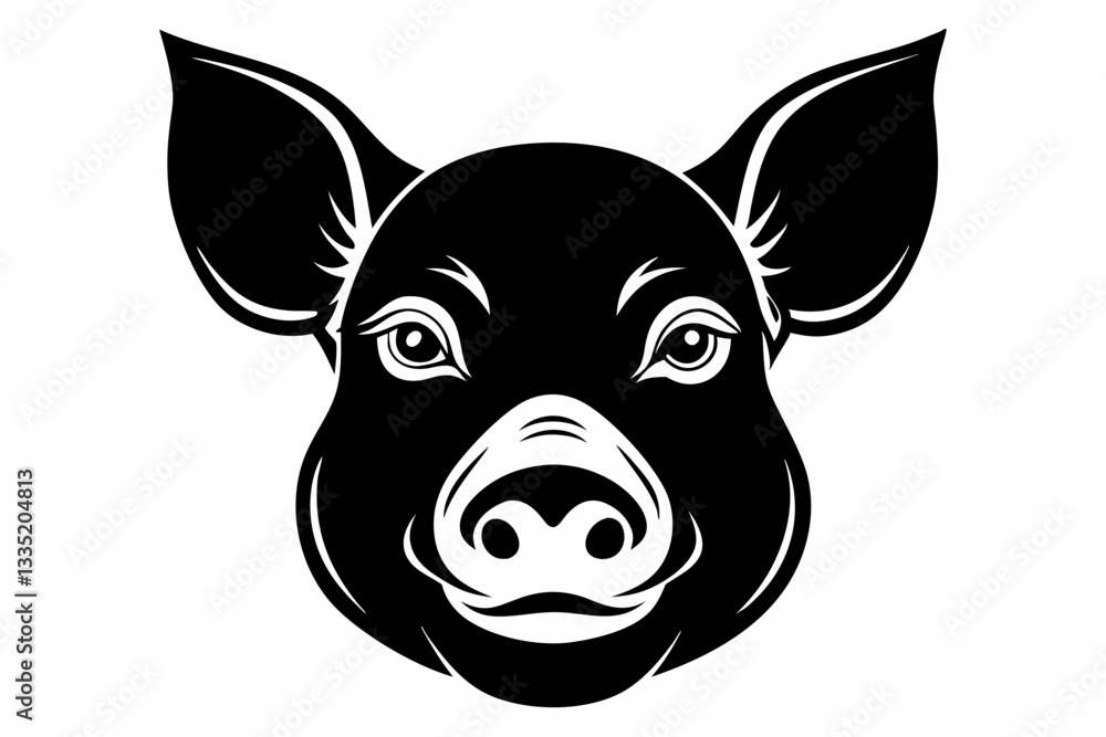 pig head line art silhouette vector illustration pig head line art silhouette vector illustration