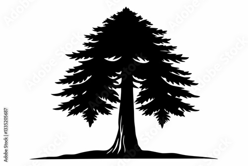 redwood tree line art silhouette vector illustration