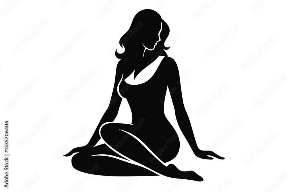 sitting woman line art silhouette vector illustration sitting woman line art silhouette vector illustration