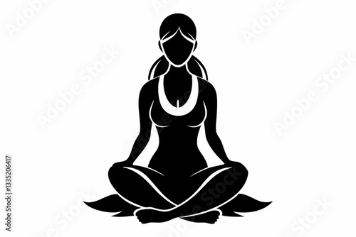 sitting woman line art silhouette vector illustration