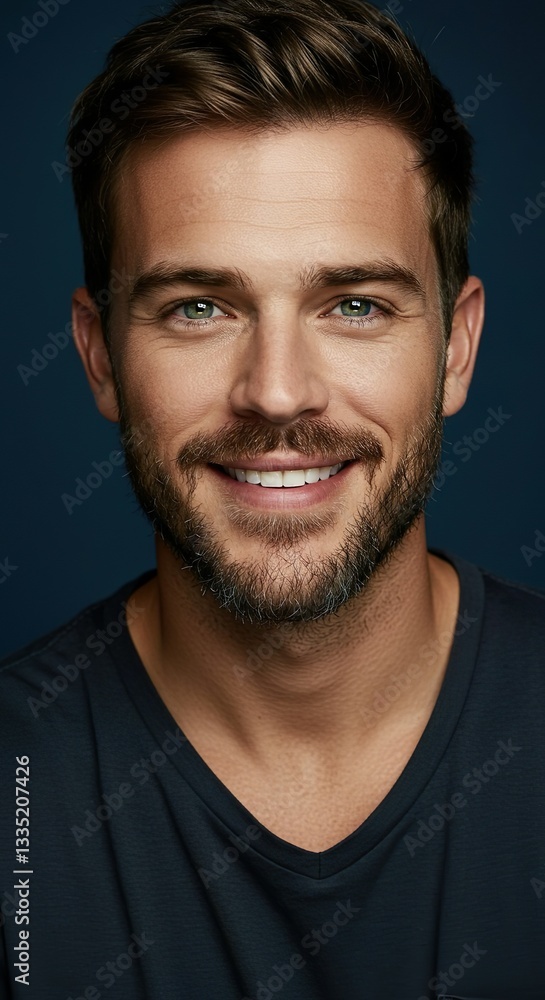 Obraz premium Smiling businessman in suit portrait on studio background