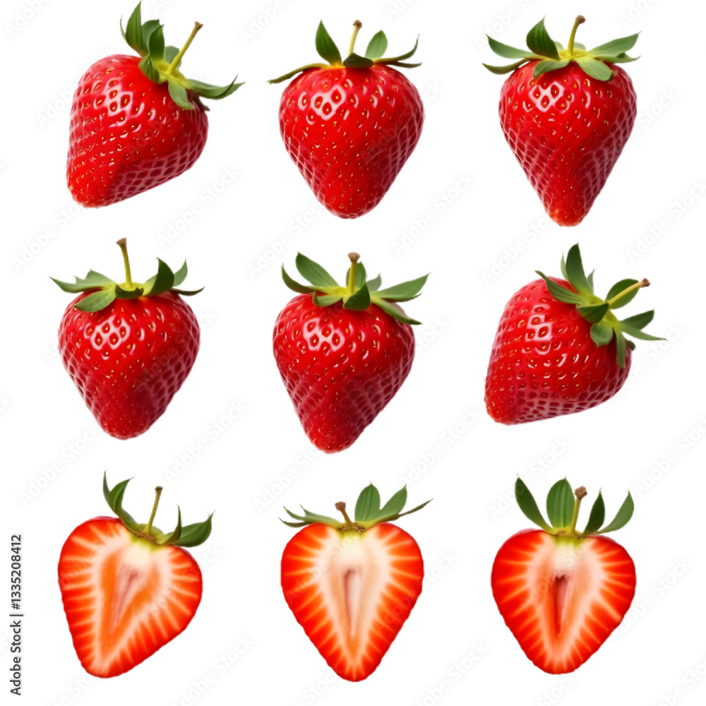 A set of strawberries on a transparent background A set of strawberries on a transparent background