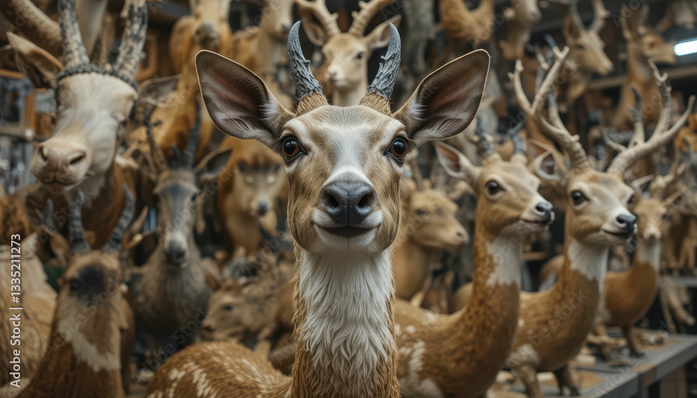 Realistic Taxidermy Display of Various Animals in a Natural Setting Realistic Taxidermy Display of Various Animals in a Natural Setting