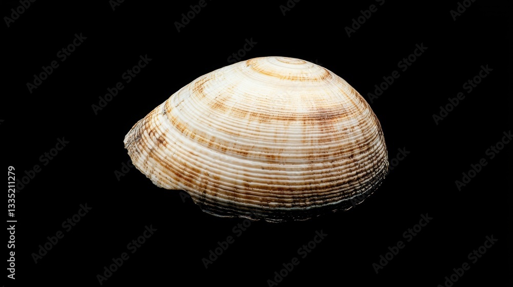 A single seashell with a spiral pattern and a brownish tint. A single seashell with a spiral pattern and a brownish tint.