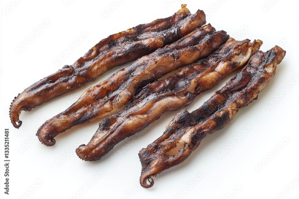 Fresh squid tentacles grilled on white