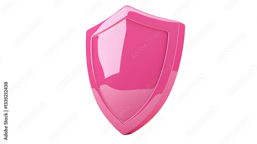 Pink shield 3D render icon isolated on white background Pink shield 3D render icon isolated on white background