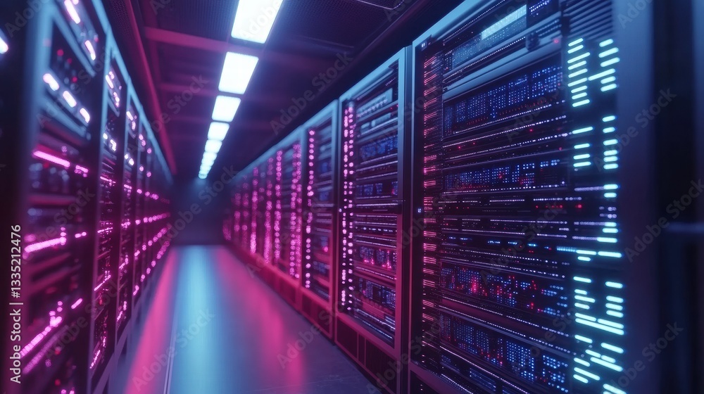 Fototapeta premium AI Supercomputer Processing Vast Amounts of Data - Ult