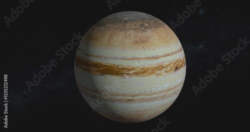 Solar system planet Jupiter rotating in outer space. Suitable for education usage, 4K loop video footage. Elements of this footage were furnished by NASA