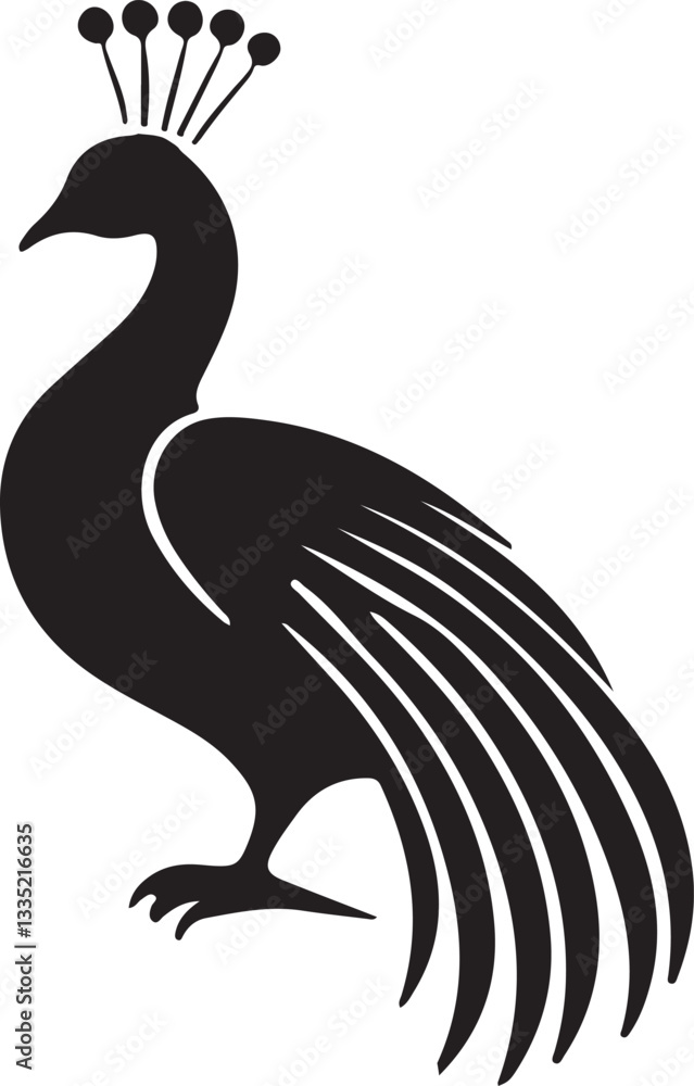 Fototapeta premium black and white peacock logo type silhouette designs
