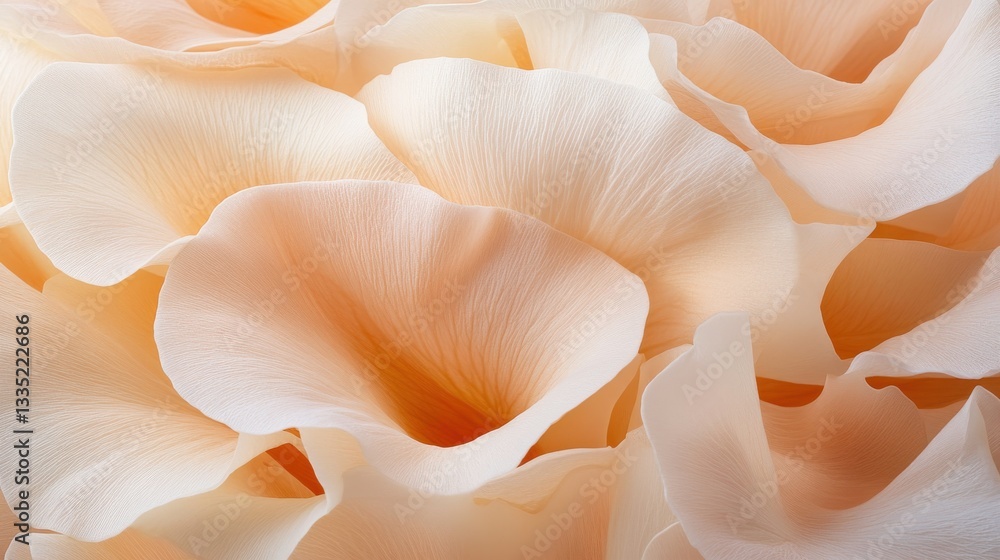 Soft Peach Floral Background with Delicate Petals in Close-Up View Soft Peach Floral Background with Delicate Petals in Close-Up View
