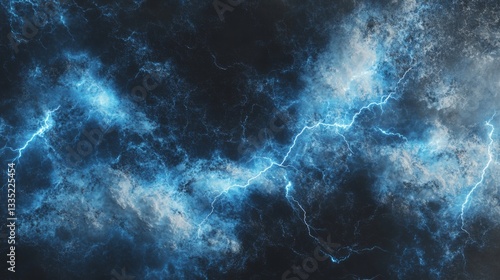 Wallpaper Mural Dynamic energy and power of blue lightning amidst stormy clouds in the night sky Torontodigital.ca