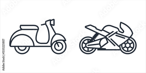 Motorcycle icon symbol vector sign isolated on white background illustration for graphic and web design