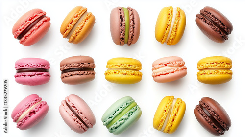 Wallpaper Mural colorful macaroons isolated on white background Torontodigital.ca