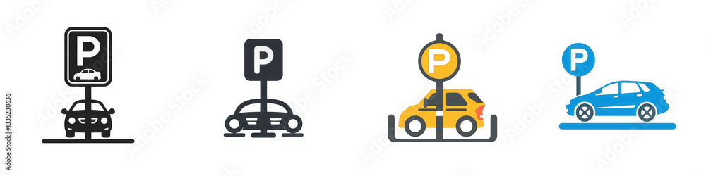 Automated parking system icons isolated on white or transparent png Automated parking system icons isolated on white or transparent png