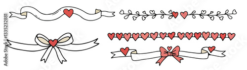 Doodle hand drawn coquette frames with hearts a delightful set of doodle-style, hand-drawn coquette frames featuring charming details such as hearts, wavy lines, bows, and ribbons. 