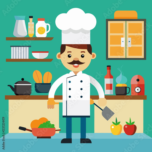 chef, cook, food, cooking, kitchen, restaurant, uniform, hat, woman, smiling, person, occupation, people, gourmet, professional, cuisine, vegetables, cartoon, smile, pizza, service, meal, diet, vegeta