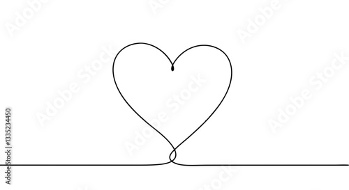 Corazón de una sola línea, vector SVG o PNG