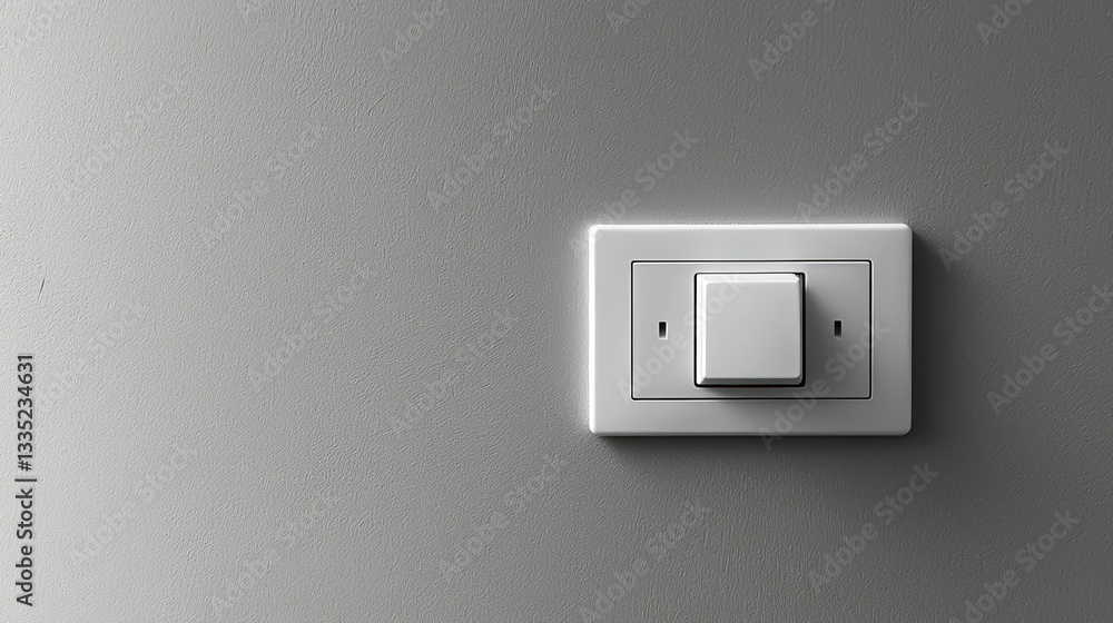 Minimalist white light switch on a grey wall Minimalist white light switch on a grey wall