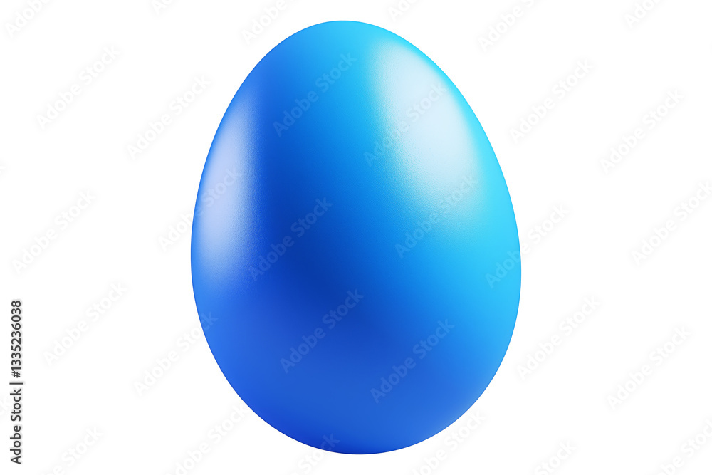 Glossy blue egg with smooth reflective surface isolated on white transparent background. Symbol of mystery, luxury, and uniqueness Glossy blue egg with smooth reflective surface isolated on white transparent background. Symbol of mystery, luxury, and uniqueness