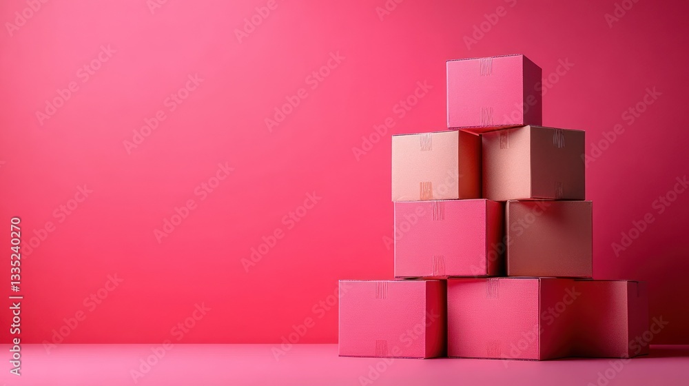 Stacked boxes on a pink background Stacked boxes on a pink background