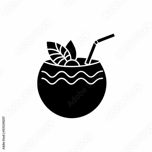 creative details Coconut Drink Icon vector illustration