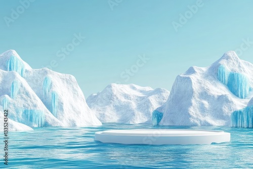 Wallpaper Mural Icy, pristine, arctic scene with a white podium Torontodigital.ca