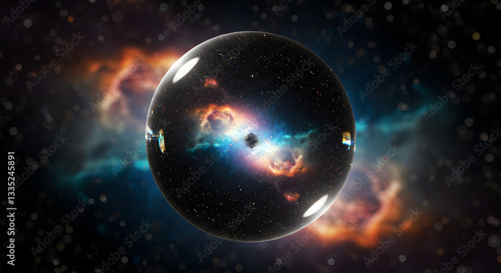 Celestial Refraction A Holographic Glass Sphere Floating in the Cosmos - High Quality Celestial Refraction A Holographic Glass Sphere Floating in the Cosmos - High Quality