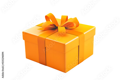 A vibrant orange gift box with a matching bow perfect for celebrations and festive occasions