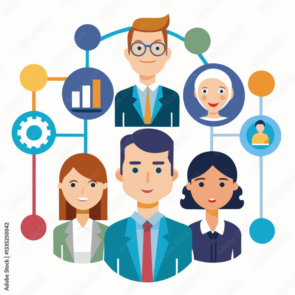 Business Team, Networking, and Data Visualization on Transparent Background Business Team, Networking, and Data Visualization on Transparent Background