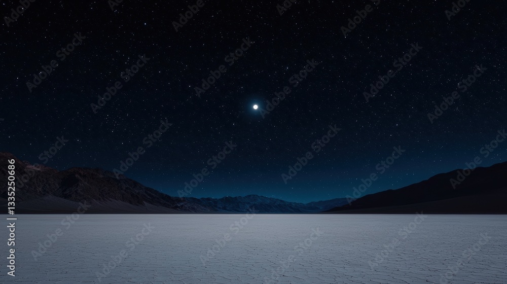 custom made wallpaper toronto digitalA starry night sky with a bright moon and a desert landscape in the foreground.
