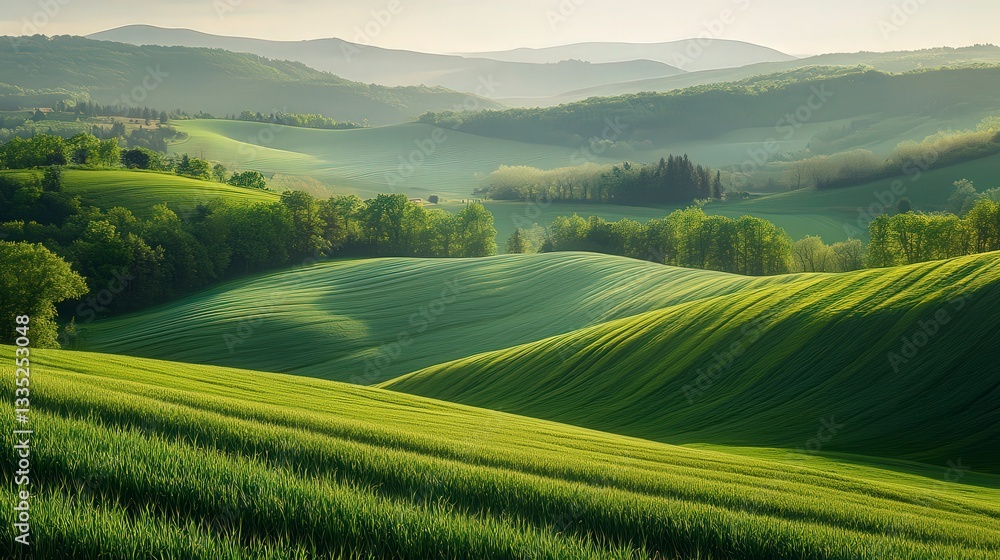 Fototapeta premium panoramic view of the nature, green nature scenery, fresh nature