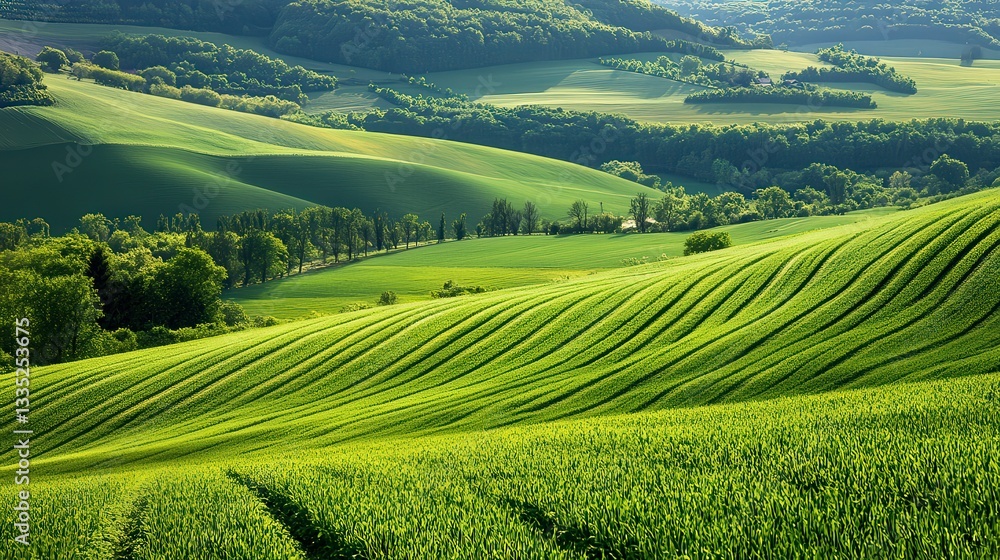 Fototapeta premium panoramic view of the nature, green nature scenery, fresh nature