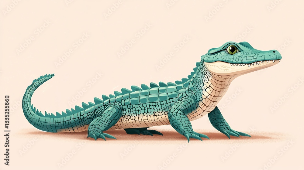 Obraz premium Cute Teal Alligator Profile