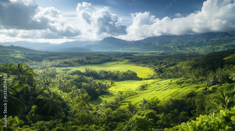 Fototapeta premium panoramic view of the nature, green nature scenery, fresh nature