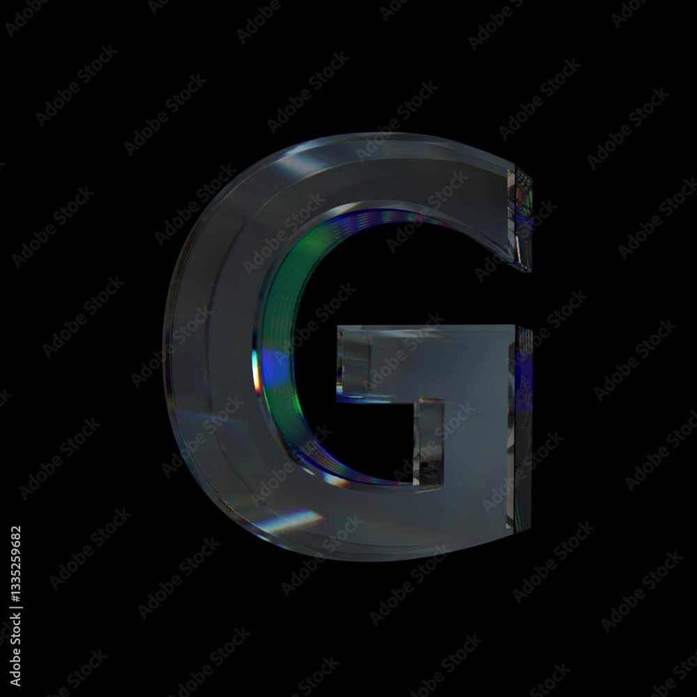 Glass letter G with dispersion and caustics effect Loop Animation on Alpha Channel Glass letter G with dispersion and caustics effect Loop Animation on Alpha Channel