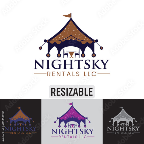 Vector logo design for a TENT rental company,
Rental company logo combo file, Editable logo vector design, unique rental company logo.