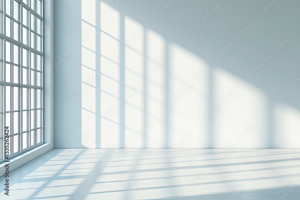 Empty, sunlit room with large window Empty, sunlit room with large window