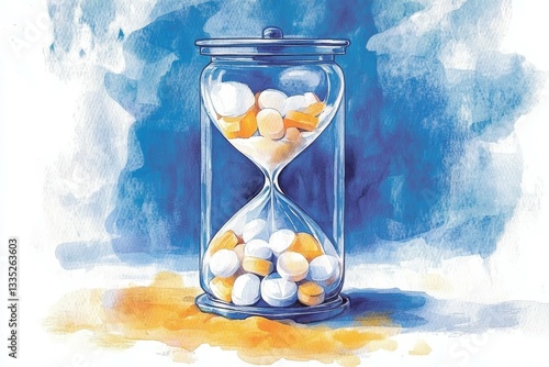 Sand Timer with Pills, Opioid Use Disorder