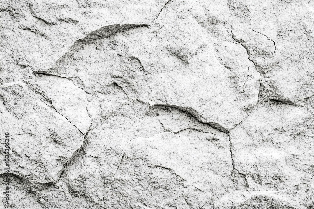 Fototapeta premium White rock texture. Light gray stone wall background with space for design. Cracked surface.
