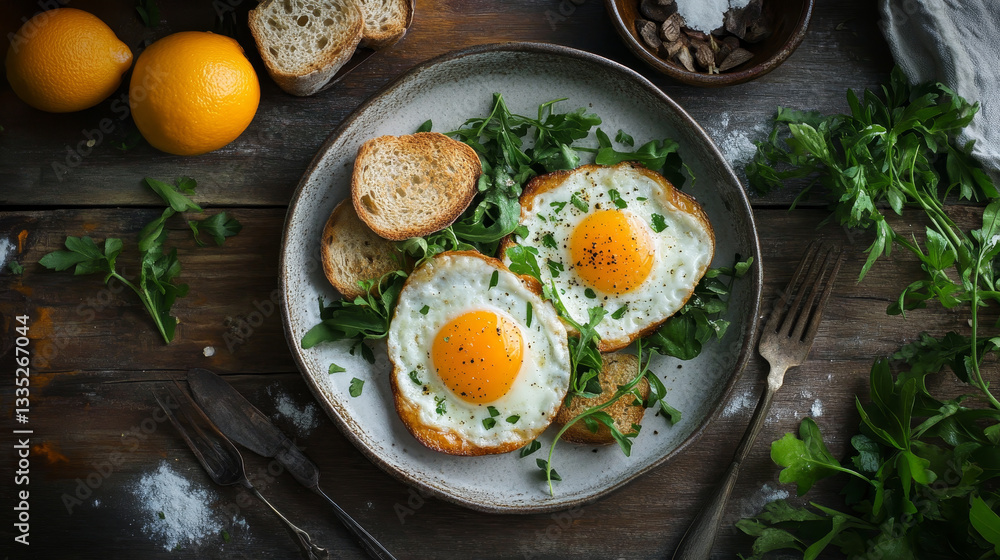 A delightful morning food photography scene featuring a delicious and inviting breakfast spread. A delightful morning food photography scene featuring a delicious and inviting breakfast spread.