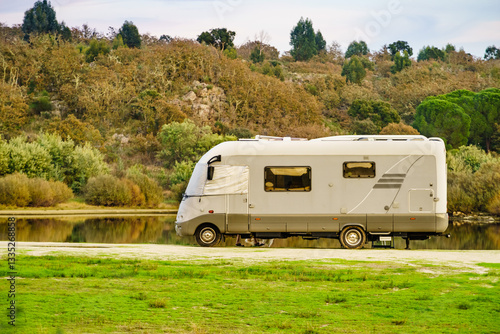 Obraz na płótnie Camper rv camping on nature in Portugal w salonie