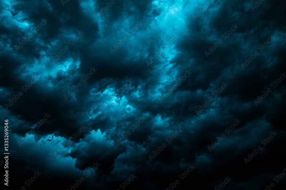 Dramatic blue green sky. Gloomy heavy thunderclouds. Dramatic blue green sky. Gloomy heavy thunderclouds.