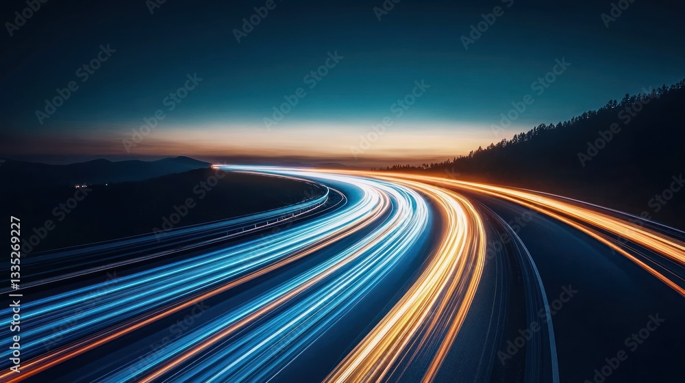 Night Highway: A Symphony of Lights and Speed Night Highway: A Symphony of Lights and Speed