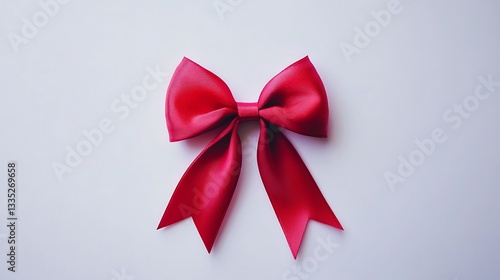 Wallpaper Mural A vibrant red ribbon bow placed centrally on a light background, ideal for decoration or gifting. Torontodigital.ca
