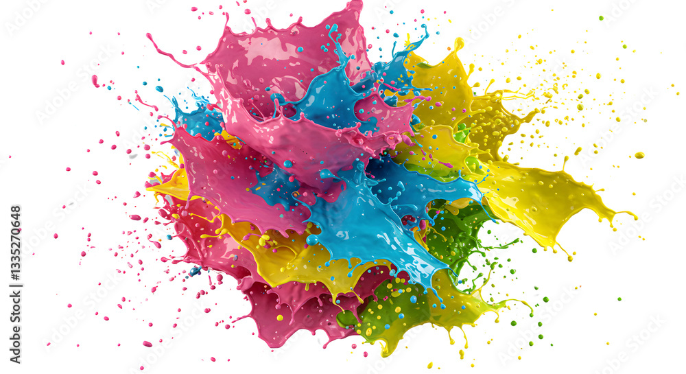 Fototapeta premium Color Burst in Motion A Dynamic Explosion of Liquid Paint - High Quality PNG